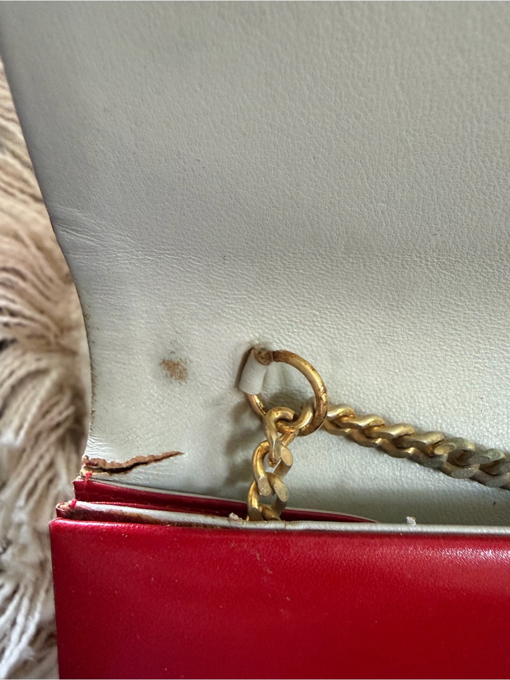 Christian Dior Vintage Red Leather Shoulder Bag Clutch with Gold Chain - Picture 13 of 16